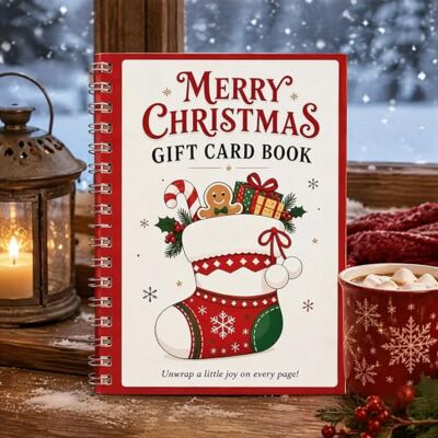 Generic Christmas Gift Card Book con copertina Festiva a Spirale Libro carte regalo Xmas fai da te con punti adesivi, porta carte regalo festivo per famiglia amici colleghi regalo Generic Christmas Gift Card Book con copertina Festiva a Spirale Libro carte regalo Xmas fai da te con punti adesivi, porta carte regalo festivo per famiglia amici colleghi regalo
