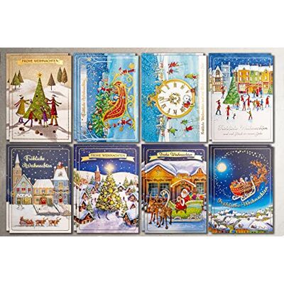 – Cartoline di Natale un set di 16 carte DIN A6 105 x 148 mm con scritte dorate, – Cartoline di Natale un set di 16 carte DIN A6 105 x 148 mm con scritte dorate,