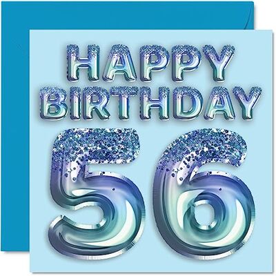 Stuff4 Biglietto di auguri il 56° compleanno da uomo con palloncini blu glitterati Biglietto di auguri di buon compleanno per uomo di 56 anni, zio, nonno, nonno, nonno, nonno, nonno, nonno, 145 mm Stuff4 Biglietto di auguri il 56° compleanno da uomo con palloncini blu glitterati Biglietto di auguri di buon compleanno per uomo di 56 anni, zio, nonno, nonno, nonno, nonno, nonno, nonno, 145 mm
