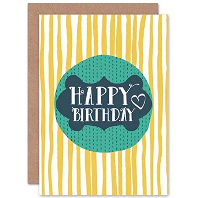 Wee Blue Coo Card Biglietto di Auguri per Compleanno con Scritta Happy Stripes a Forma di Cuore Wee Blue Coo Card Biglietto di Auguri per Compleanno con Scritta Happy Stripes a Forma di Cuore