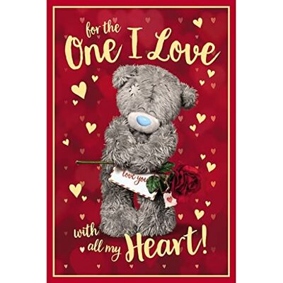 Me To You Biglietto di compleanno 3D con scritta One I Love With All My Heart, misto, dimensioni: 15,2 x 22,5 cm, Me To You Biglietto di compleanno 3D con scritta One I Love With All My Heart, misto, dimensioni: 15,2 x 22,5 cm,