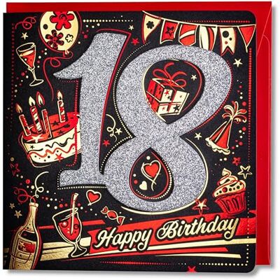 ART Biglietto di auguri di compleanno con busta piena di lucentezza e luce scintillante riflessa nel numero scintillante e stampe colorate ART Biglietto di auguri di compleanno con busta piena di lucentezza e luce scintillante riflessa nel numero scintillante e stampe colorate
