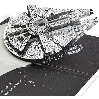Hallmark Star Wars Millennium Falcon, biglietto pop-up 3D, per qualsiasi occasione, compleanno, festa del papà, Han Solo, tema spazio, argento Hallmark Star Wars Millennium Falcon, biglietto pop-up 3D, per qualsiasi occasione, compleanno, festa del papà, Han Solo, tema spazio, argento