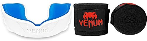 VENUM Challenger, Paradenti Unisex-Adulto, Bianco/Blu, Taglia One sizeca & Kontact, Bendaggi da Box Unisex – Adulto, Nero/Rosso, 4m