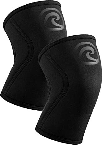 Rehband Benda per ginocchio Powersport, fascia per ginocchio per Cross Fit e allenamento pesante in neoprene da 5 mm, Colore:Carbon/Nero 1 Paio, Misura:XL