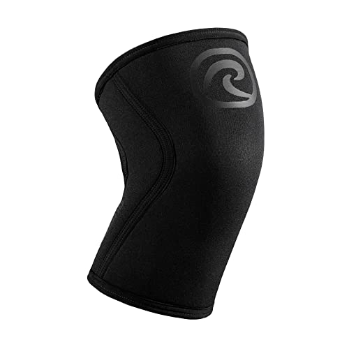 Rehband Benda per ginocchio Rx, fascia per ginocchio in neoprene da 7 mm per sollevamento pesi e powerlifting, protegge le articolazioni e stabilizza i muscoli, Colore:Carbon/Nero, Misura:S