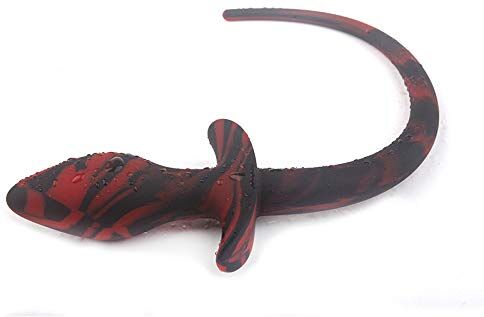 HUNTVE Silicone Dog Tail Pig Tail cosplay Giocattoli in silicone (rosso e nero)