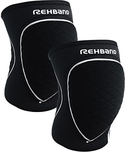 Rehband ginocchiere 1 pezzo o 1 paio, ginocchiere per pallamano e pallavolo comode e aderenti, proteggono il ginocchio in caso di impatto, Colore:Nero 1 Paio, Misura:L