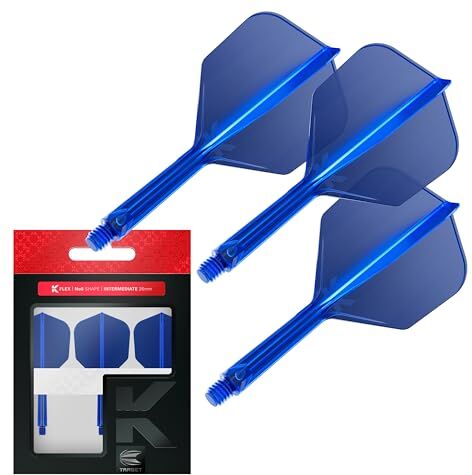 Target Darts Target K-Flex Integrated Dart Flights And Shafts, Blu, Asta Intermedia (26 mm), Volo n. 6, Set di 3 aste Accessori Professionali per Freccette, Asta per Freccette e Sistema di Volo per Freccette