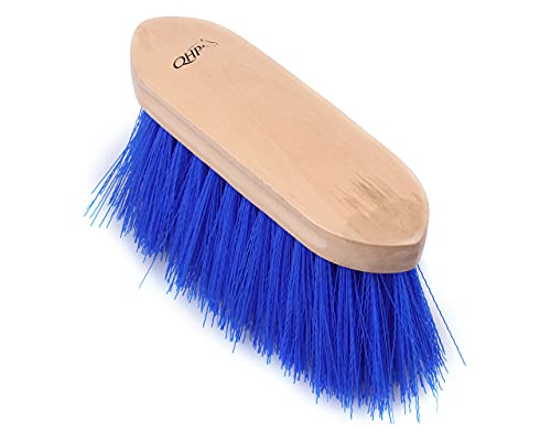 QHP Spazzola con setole lunghe e manico in legno color blu cobalto