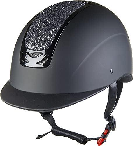 HKM Glamour, Casco da Equitazione Unisex Adulto, Grigio Argento/Nero, S=52-54cm