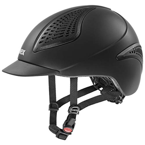 Uvex exxential II, casco da equitazione leggero unisex, regolazione individuale delle dimensioni, ventilazione ottimale, black matt, 52-55 cm
