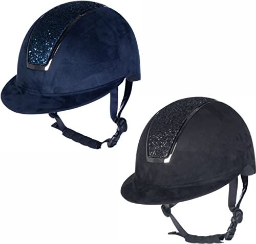 HKM Lady Shield Sparkle Velours, Casco da Equitazione Unisex Adulto, Dunkelblau, M