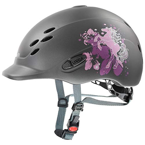 Uvex onyxx, casco da equitazione leggero per bambini, regolazione individuale delle dimensioni, ventilazione ottimale, pony anthracite matt, 49-54 cm