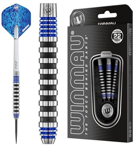 WINMAU Advance 500 Series-Set di Freccette con Punta in Acciaio, 22 g, Colore: Blu, Unisex