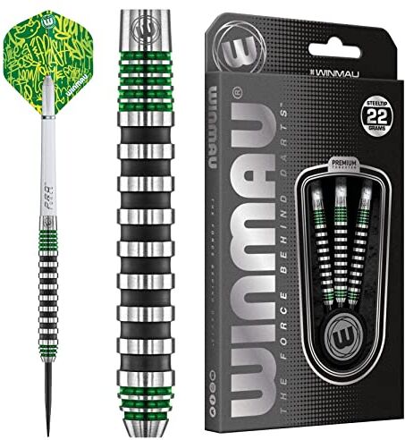 WINMAU Advance 500 Series-Set di Freccette con Punta in Acciaio, 22 g, Colore: Verde, Unisex