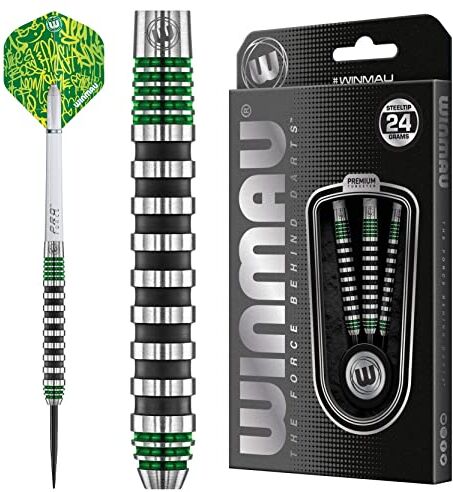 WINMAU Advance 500 Series-Set di Freccette con Punta in Acciaio, 24 g, Colore: Verde, Unisex