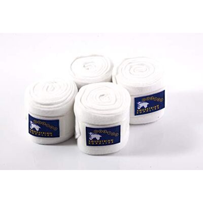 Gee tac Bende per cavallo 4 x 3 m Bianco Set di quattro bende da 3 m per supporto in scuderia, viaggio o lavoro. Gee tac Bende per cavallo 4 x 3 m Bianco Set di quattro bende da 3 m per supporto in scuderia, viaggio o lavoro.