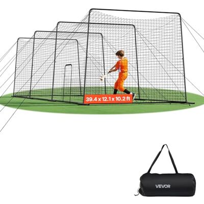 VEVOR Gabbia da Battuta da Baseball da 12000 x 3680 x 3100 mm, Gabbia da Battuta Portatile Indipendente, con HDPE Annodato a 45 Strati e Lunghe Corde di Posizionamento per Interni ed Esterni VEVOR Gabbia da Battuta da Baseball da 12000 x 3680 x 3100 mm, Gabbia da Battuta Portatile Indipendente, con HDPE Annodato a 45 Strati e Lunghe Corde di Posizionamento per Interni ed Esterni