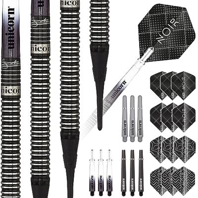 Unicorn Set di Freccette con Punta Morbida, Gary 'The Flying Scotsman' Anderson Noir Organic Fusti in tungsteno 70% con Rivestimento in Titanio Nero 18 g Unicorn Set di Freccette con Punta Morbida, Gary 'The Flying Scotsman' Anderson Noir Organic Fusti in tungsteno 70% con Rivestimento in Titanio Nero 18 g