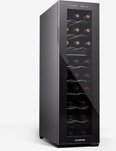 KLARSTEIN Cantinetta Vino Refrigerata a Zona Doppia per Interno/Esterni, Frigo Bar, Cantina Vino con Porta in Vetro, Mini Frigo Silenzioso, Frigorifero Piccolo Touch Control, 5-18°C, 24 Bottiglie