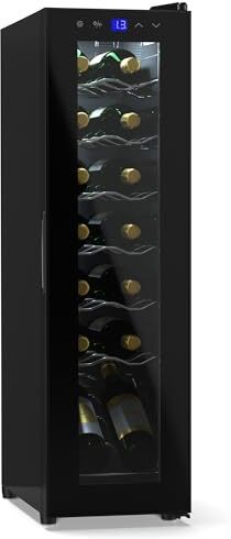 KLARSTEIN Cantinetta Vino Refrigerata a Zona Singola per Interno/Esterni, Frigo Bar, Cantina Vino con Porta in Vetro, Mini Frigo Silenzioso, Frigorifero Piccolo Touch Control, 5-18°C, 14 Bottiglie