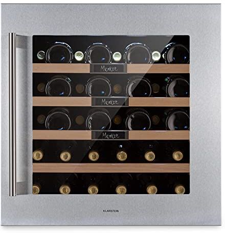 KLARSTEIN Cantinetta Vino Refrigerata a Zona Singola per Interno/Esterni, Frigo Bar, Cantina Vino con Vetrina, Mini Frigo con Protezione UV, Frigorifero Piccolo Touch Control 5-20°C, 92L 36 Bottiglie