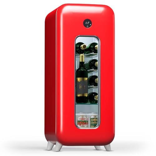 KLARSTEIN Cantinetta Vino Refrigerata a Zona Singola per Interno/Esterni, Frigo Bar, Cantina Vino con Porta in Vetro, Mini Frigo Silenzioso, Frigorifero Piccolo Touch Control, 5-18°C, 15 Bottiglie