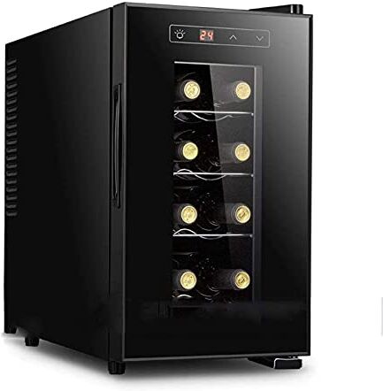 YuAiStore Cantinetta Frigo Per Vino Piccola Frigorifero Per Cantinetta Da Appoggio Nero Indipendente, Frigorifero Per 8 Bottiglie Con Serratura Controllo Digitale Della Temperatura Con Porta in Vetro,Vertical