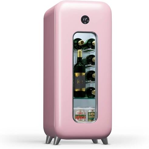 KLARSTEIN Cantinetta Vino Refrigerata a Zona Singola per Interno/Esterni, Frigo Bar, Cantina Vino con Porta in Vetro, Mini Frigo Silenzioso, Frigorifero Piccolo Touch Control, 5-18°C, 15 Bottiglie