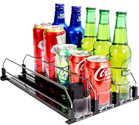 BingoHive Automatico Dispenser Lattine Frigorifero Organizer Birra Lattina Organizzatori per Frigo Cucina Dispensa Controsoffitto 15 Bottiglie Di Birra Soda Bevande 330ML 440ML 500ML Organizzatore