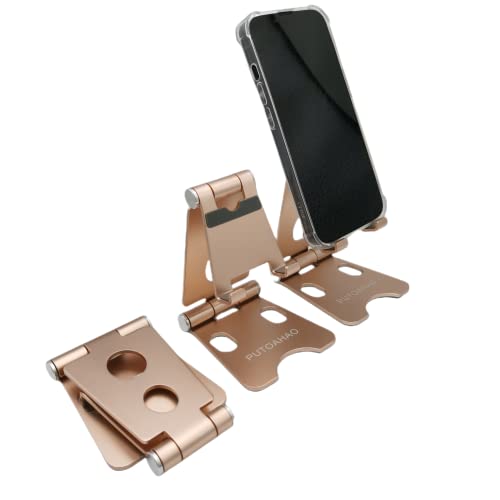 PUTOAHAO Oro Supporto Telefono da tavolo,Regolabile Porta Cellulare da Scrivania,Pieghevole Porta Telefono Scrivania,Supporto Cellulare Scrivania per iphone 14 13,Huawei,Samsung,Xiaomi,Smartphone