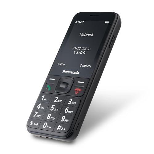 Panasonic KX-TF200 Telefono Cellulare, Dual-Band GSM 900/1800 MHz, LCD TFT 2,4" a Colori, Fotocamera da 0,3MP, Compatibile con Apparecchi Acustici, SIM Singola, Nero