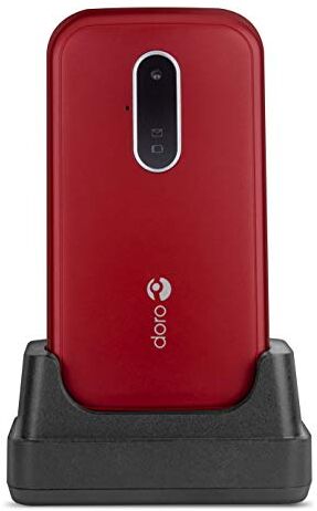 Doro 6620 Telefono Cellulare 3G per Anziani con Sportellino, Tasti Grandi e Localizzazione GPS (Rosso/Bianco)