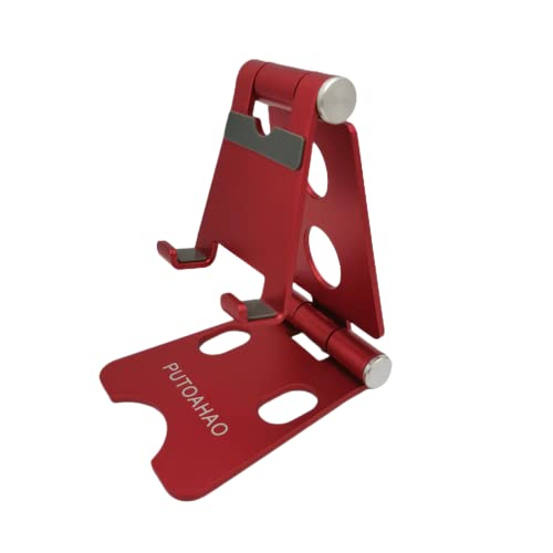 PUTOAHAO Rosso Supporto Telefono da tavolo,Regolabile Porta Cellulare da Scrivania,Pieghevole Porta Telefono Scrivania,Supporto Cellulare Scrivania per iphone 14 13,Huawei,Samsung,Xiaomi,Smartphone