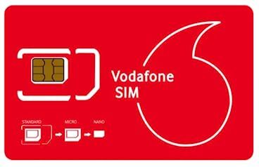 vodafone uk sim card pronta per l'uso, 3G/4G/5G con contratto a consumo, utilizzabile anche dall'Italia, 3 in 1 nano-micro-standard sim.