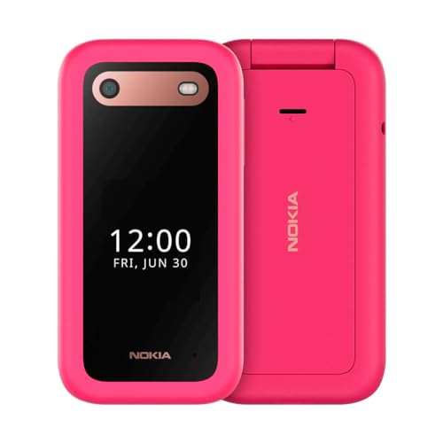 Nokia 2660 Telefono Cellulare 4G Dual Sim, Display 2.8", Tasti Grandi, Tasto SOS, Fotocamera, Bluetooth, Radio FM Wireless e lettore mp3, Ampia batteria, Rosa, Italia