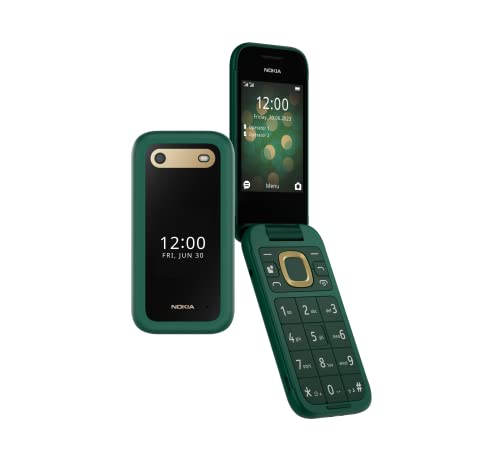 Nokia 2660 Cellulare pieghevole con display da 2,8", Dual SIM, 4G, interfaccia utente zoomabile, pulsante di chiamata di emergenza, apparecchi acustici compatibili (HAC), 20+ Standy Time – verde