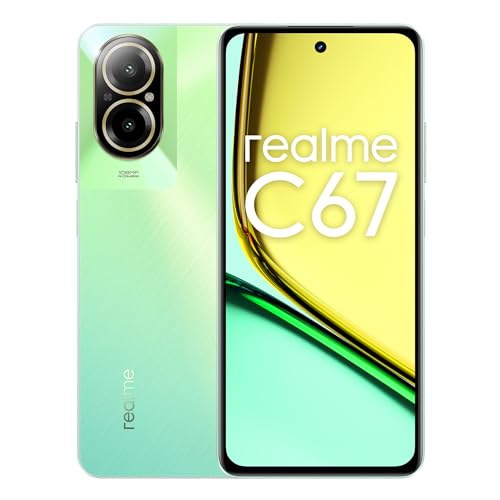 Realme C67 smartphone 4G, 6+128GB, Fotocamera da 108MP con Zoom 3X In-sensor, Processore Snapdragon 685 6nm, Ultra sottile con uno spessore di 7,59 mm, Batteria massiva da 5000 mAh, Sunny Oasis