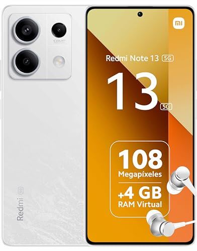 Xiaomi Redmi Note 13 5G 8+256GB, Fotocamera Super-Clear da 108 MP, Schermo da 6,67", 5.000 mAh, Bianco Artico (IT Versione)