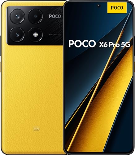 Poco Xiaomi  X6 Pro 5G Smartphone, display Amoled Flow FHD+ da 12+512 GB da 6,67" 120 Hz, MediaTek Dimensity 8300-Ultra, AI da 64 MP, tripla fotocamera, 5000mAh, NFC, giallo