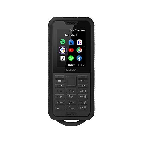 Nokia 800 Tough Telefono 4G da 2,4 pollici senza SIM, impermeabile, antipolvere e a prova di caduta, fotocamera, torcia elettrica, pulsante Google Assistant e supporto per app Nero
