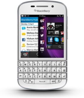 Blackberry Q10 Smartphone, schermo amoled 3,1", Cortex-A9 Dual-Core, 1,5GHz, 2GB RAM, 16GB, fotocamera 8 Megapixel, tastiera QWERTY, Bianco