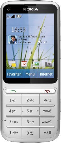 Nokia C3-01 Touch and Type Cellulare, schermo Touchscreen da 6,1 cm (2,4 pollici), fotocamera da 5 megapixel, colore: Argento (Importato da Germania)