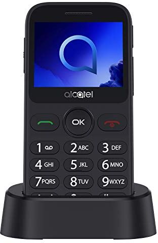 Alcatel 20.19G Telefono Cellulare, Display 2.4" a colori, Tasti Grandi, Tasto SOS, Basetta di ricarica, Bluetooth, Fotocamera, Metallico Grigio [Italia]