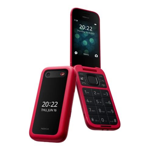 Nokia 2660 Telefono Cellulare 4G Dual Sim, Display 2.8", Tasti Grandi, Tasto SOS, Fotocamera, Bluetooth, Radio FM Wireless e lettore mp3, Ampia batteria, Rosso, Italia