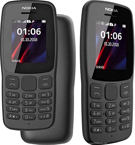 Nokia 106 tutti i vettori 4GB Dual Sim 2018 Grigio Scuro Con Torcia LED Radio FM Big Button Phone