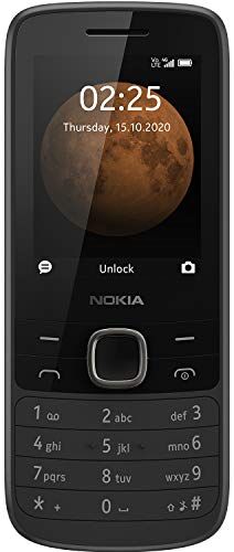 Nokia 225, Sbloccato 0.06 GB Telefono Cellulare 4G Dual Sim, Display 2.4" a Colori, Bluetooth, Fotocamera, Nero, [Italia]