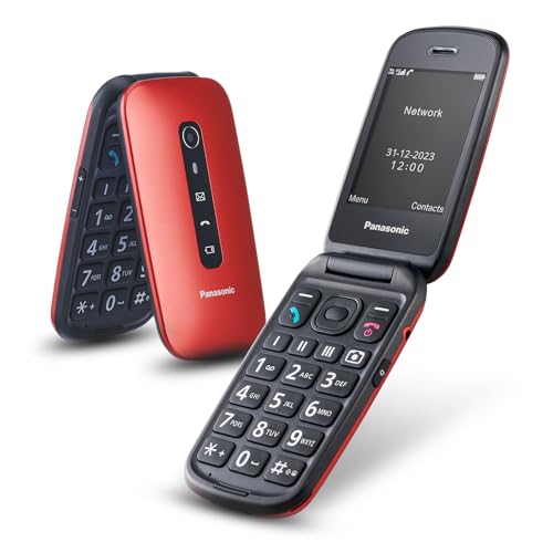 Panasonic KX-TU550EXR Telefono 4G Cellulare Essenziale per Anziani a Conchiglia, Fotocamera da 1.2MP, Telefono per Anziani con Schermo Grande da 2.8", 300 Ore di Standby, Rosso