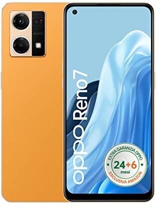 Oppo Reno7 Smartphone, AI Tripla Fotocamera 64+2+2MP, Display 6.4” 90HZ AMOLED, 4500mAh, Ricarica 33W, RAM 8GB (Esp. fino 13GB) + ROM 128GB (Esp. fino 1TB), [Extra Garanzia 24+6 Mesi], Sunset Orange